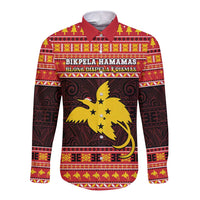 Papua New Guinea Christmas Long Sleeve Button Shirt Santa Raggiana LT05 Unisex Red - Polynesian Pride