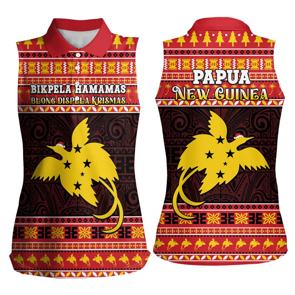 Papua New Guinea Christmas Women Sleeveless Polo Shirt Santa Raggiana