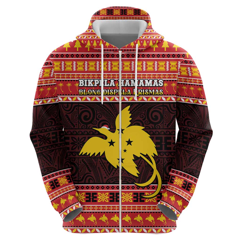 Papua New Guinea Christmas Zip Hoodie Santa Raggiana