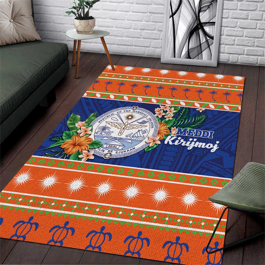 Marshall Islands Christmas Area Rug Marshallese Seal Meddi Kirijmoj