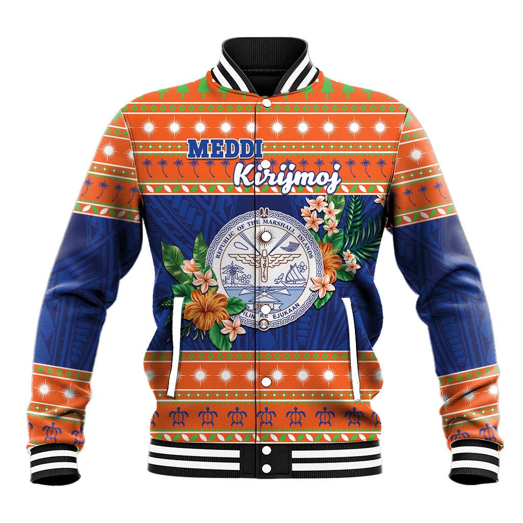 Marshall Islands Christmas Baseball Jacket Marshallese Seal Meddi Kirijmoj LT05 Unisex Orange - Polynesian Pride