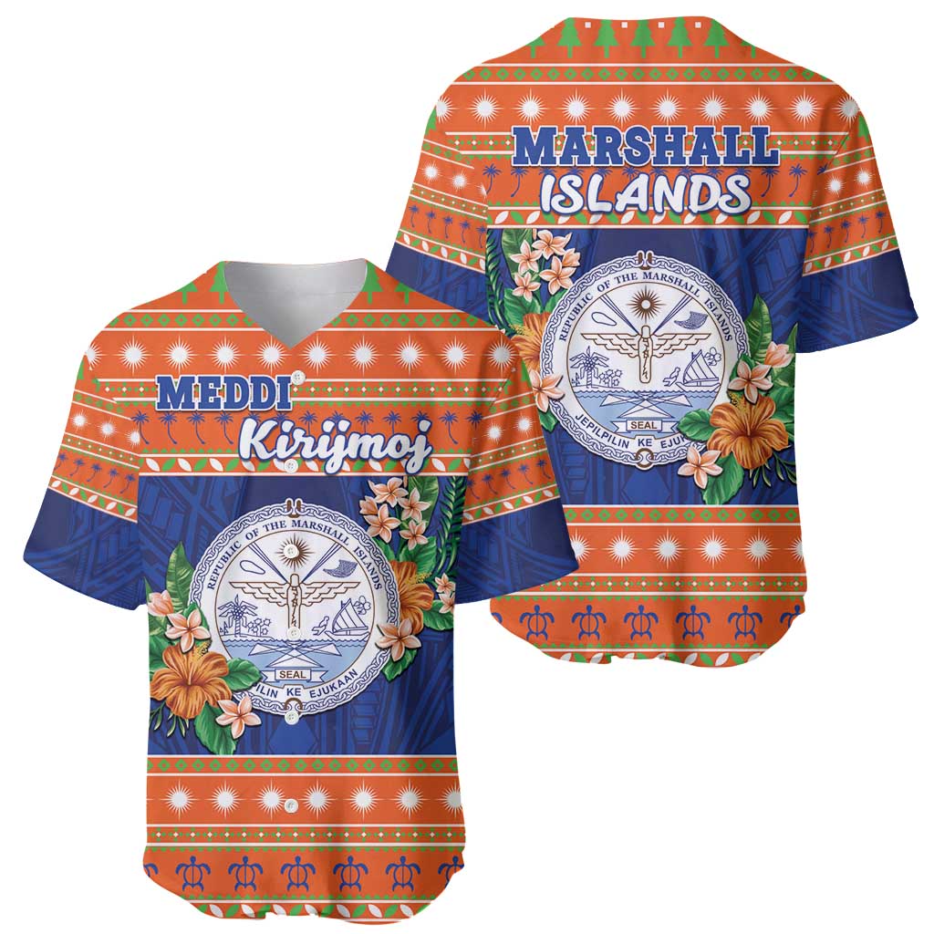 Marshall Islands Christmas Baseball Jersey Marshallese Seal Meddi Kirijmoj LT05 - Polynesian Pride