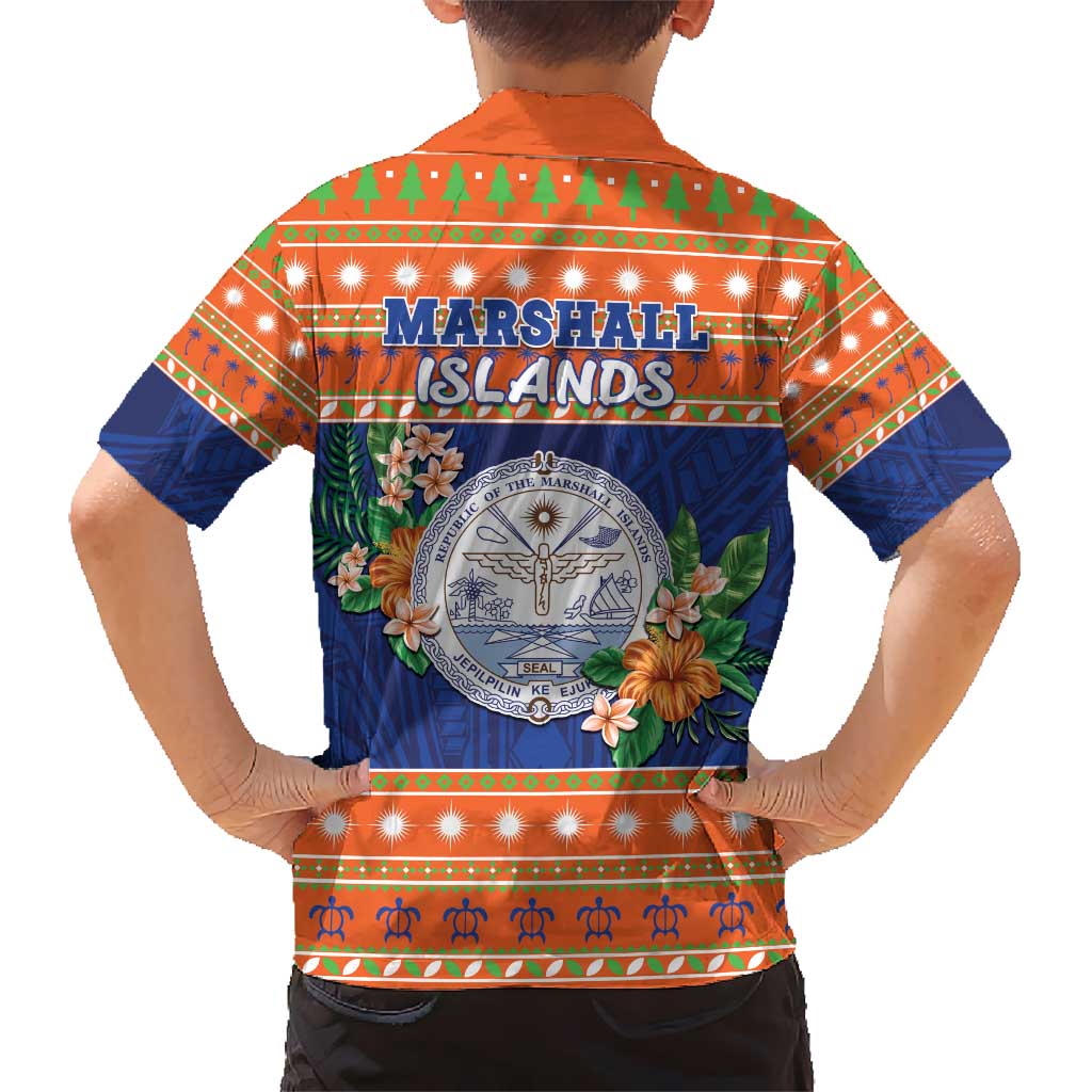 Marshall Islands Christmas Kid Hawaiian Shirt Marshallese Seal Meddi Kirijmoj LT05 - Polynesian Pride