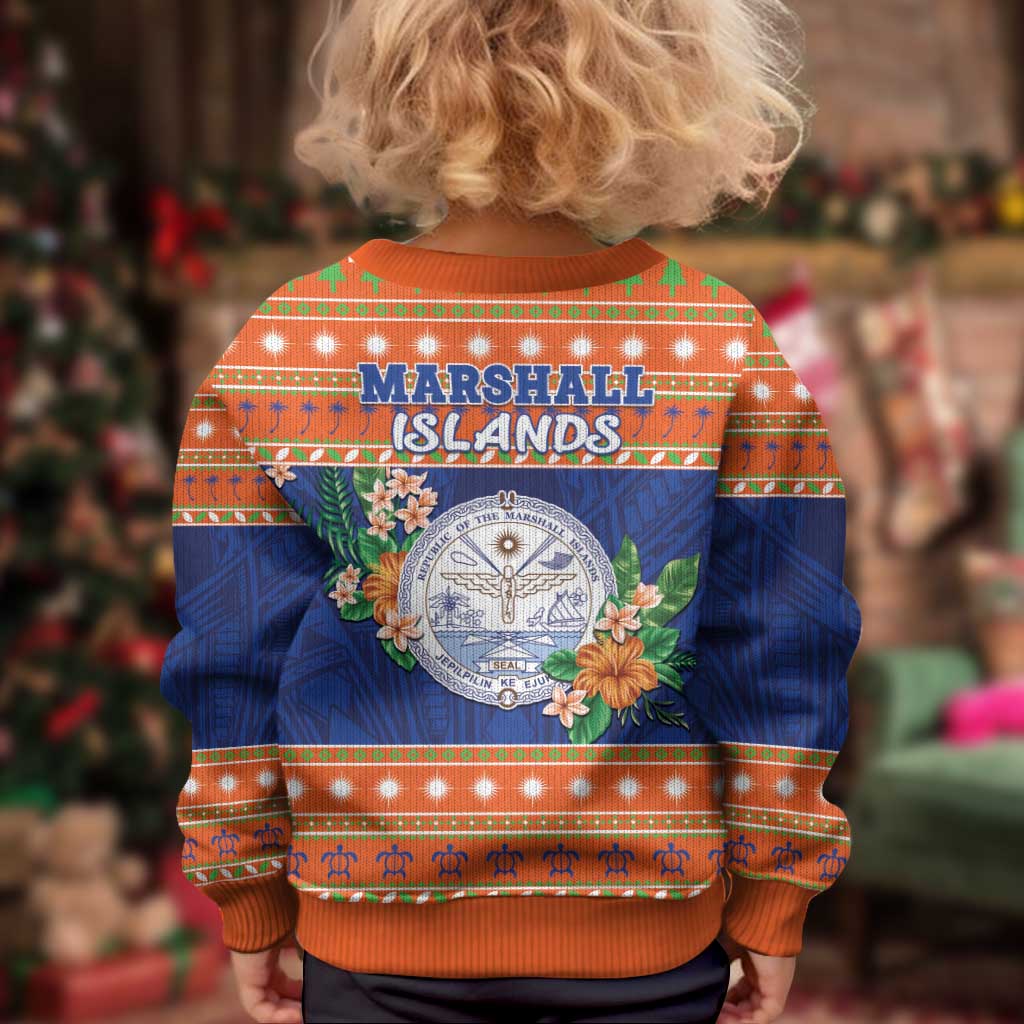 Marshall Islands Christmas Kid Ugly Christmas Sweater Marshallese Seal Meddi Kirijmoj LT05 - Polynesian Pride
