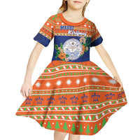 Marshall Islands Christmas Kid Short Sleeve Dress Marshallese Seal Meddi Kirijmoj LT05 - Polynesian Pride