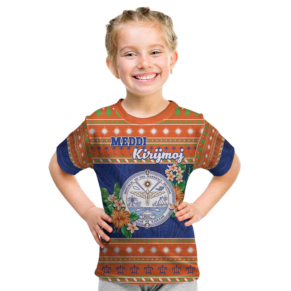 Marshall Islands Christmas Kid T Shirt Marshallese Seal Meddi Kirijmoj LT05 Orange - Polynesian Pride