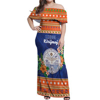 Marshall Islands Christmas Off Shoulder Maxi Dress Marshallese Seal Meddi Kirijmoj LT05 Women Orange - Polynesian Pride