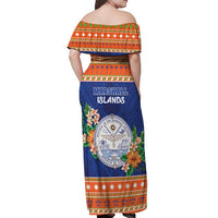 Marshall Islands Christmas Off Shoulder Maxi Dress Marshallese Seal Meddi Kirijmoj LT05 - Polynesian Pride