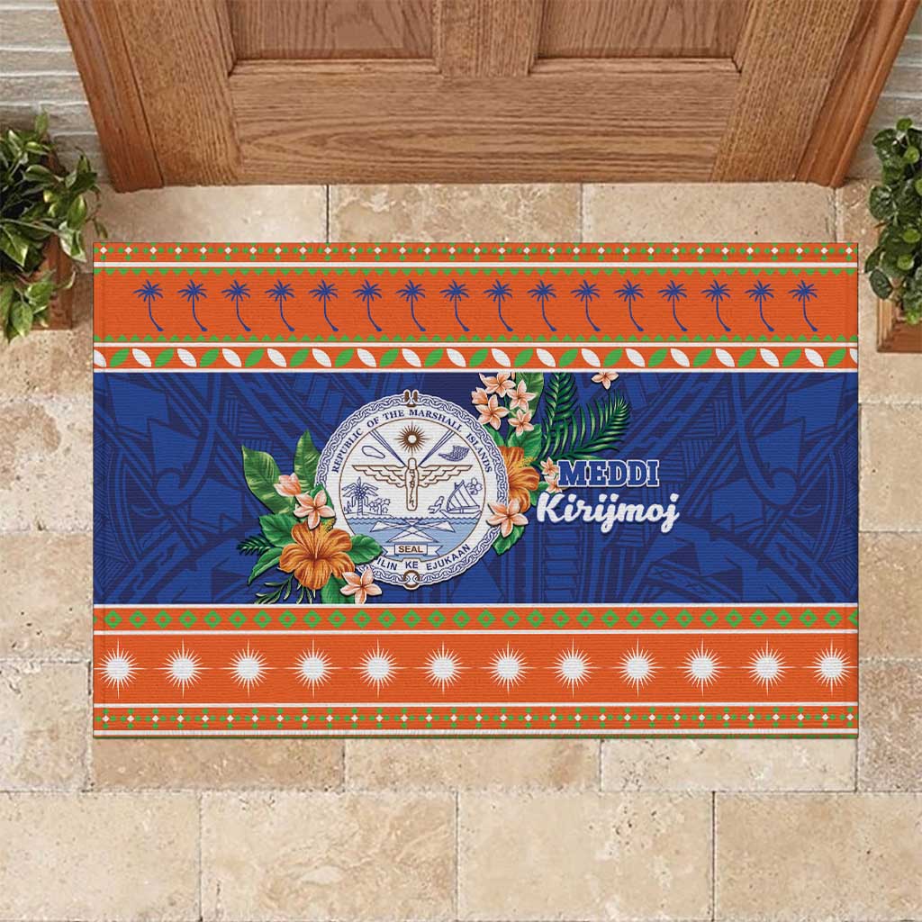 Marshall Islands Christmas Rubber Doormat Marshallese Seal Meddi Kirijmoj LT05 Orange - Polynesian Pride
