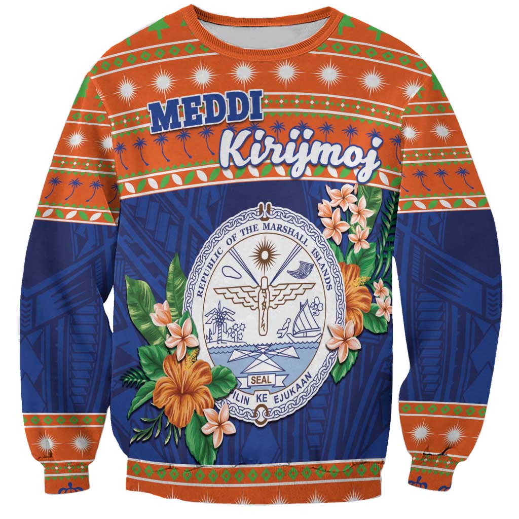 Marshall Islands Christmas Sweatshirt Marshallese Seal Meddi Kirijmoj