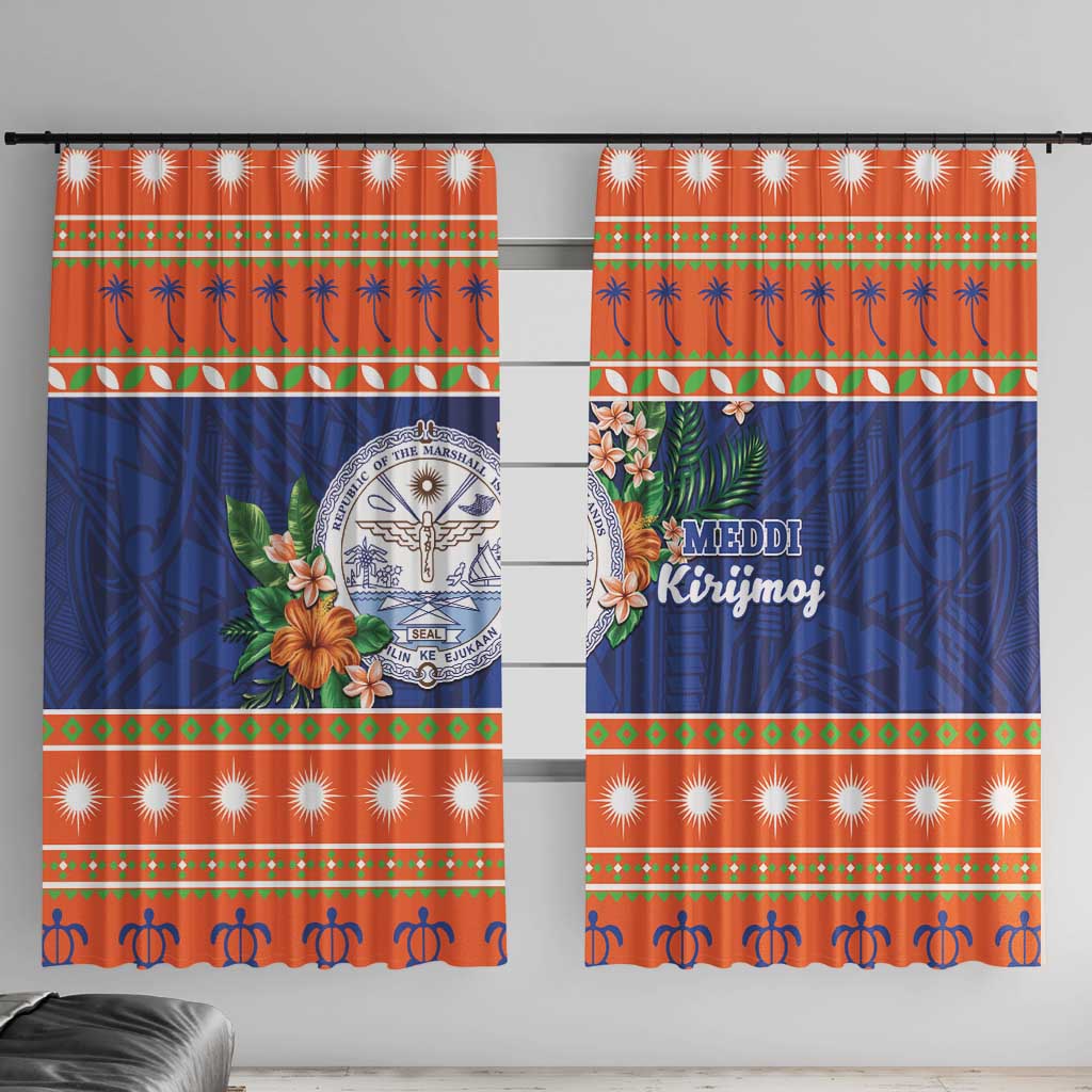 Marshall Islands Christmas Window Curtain Marshallese Seal Meddi Kirijmoj