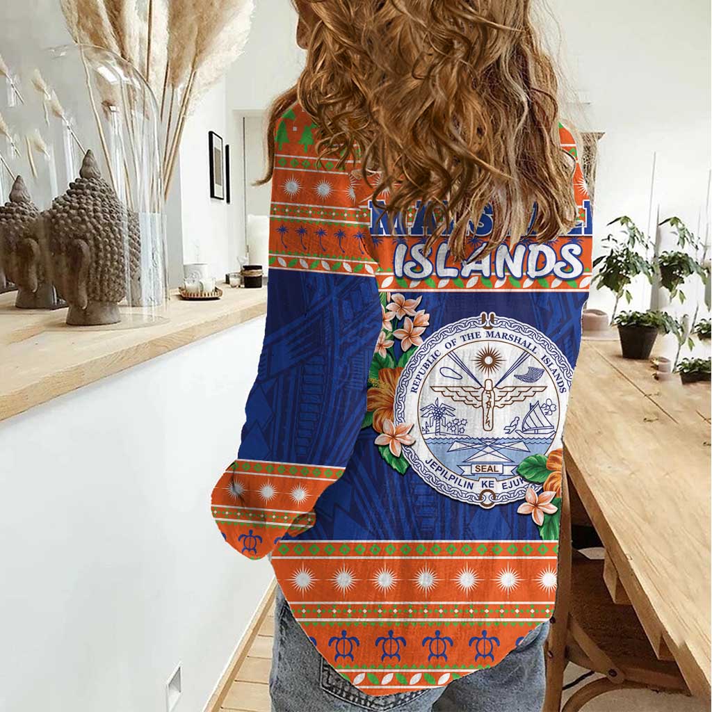 Marshall Islands Christmas Women Casual Shirt Marshallese Seal Meddi Kirijmoj LT05 - Polynesian Pride