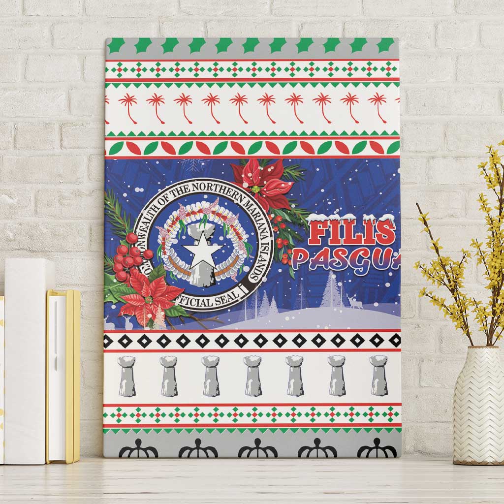 Northern Mariana Islands Christmas Canvas Wall Art Poinsettia Filis Pasgua