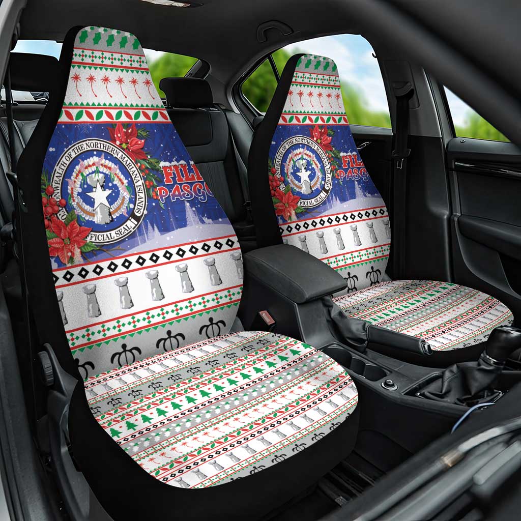 Northern Mariana Islands Christmas Car Seat Cover Poinsettia Filis Pasgua