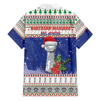 Northern Mariana Islands Christmas Family Matching Short Sleeve Bodycon Dress and Hawaiian Shirt Poinsettia Filis Pasgua