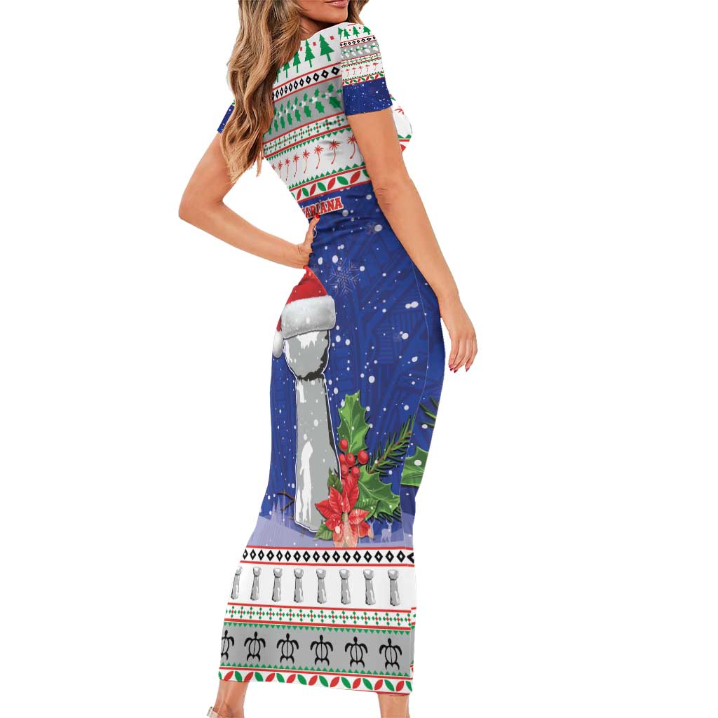 Northern Mariana Islands Christmas Family Matching Short Sleeve Bodycon Dress and Hawaiian Shirt Poinsettia Filis Pasgua