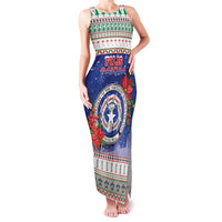 Northern Mariana Islands Christmas Family Matching Tank Maxi Dress and Hawaiian Shirt Poinsettia Filis Pasgua