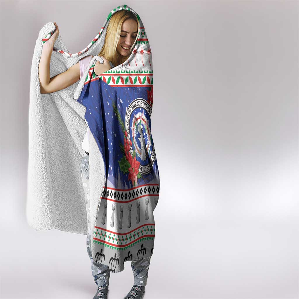 Northern Mariana Islands Christmas Hooded Blanket Poinsettia Filis Pasgua