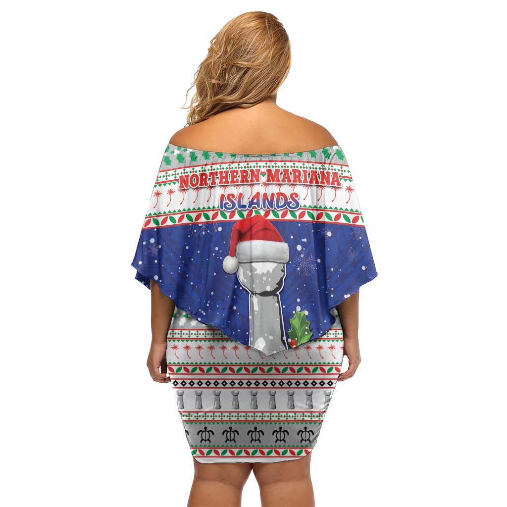 Northern Mariana Islands Christmas Off Shoulder Short Dress Poinsettia Filis Pasgua