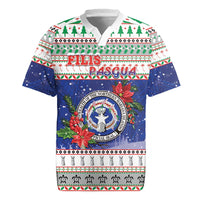 Northern Mariana Islands Christmas Rugby Jersey Poinsettia Filis Pasgua LT05 Blue - Polynesian Pride
