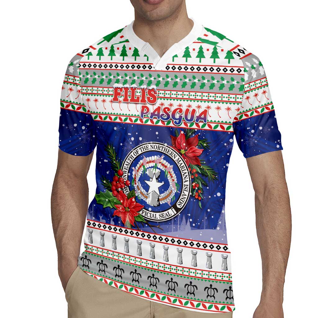 Northern Mariana Islands Christmas Rugby Jersey Poinsettia Filis Pasgua LT05 - Polynesian Pride
