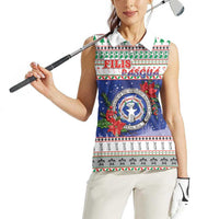 Northern Mariana Islands Christmas Women Sleeveless Polo Shirt Poinsettia Filis Pasgua