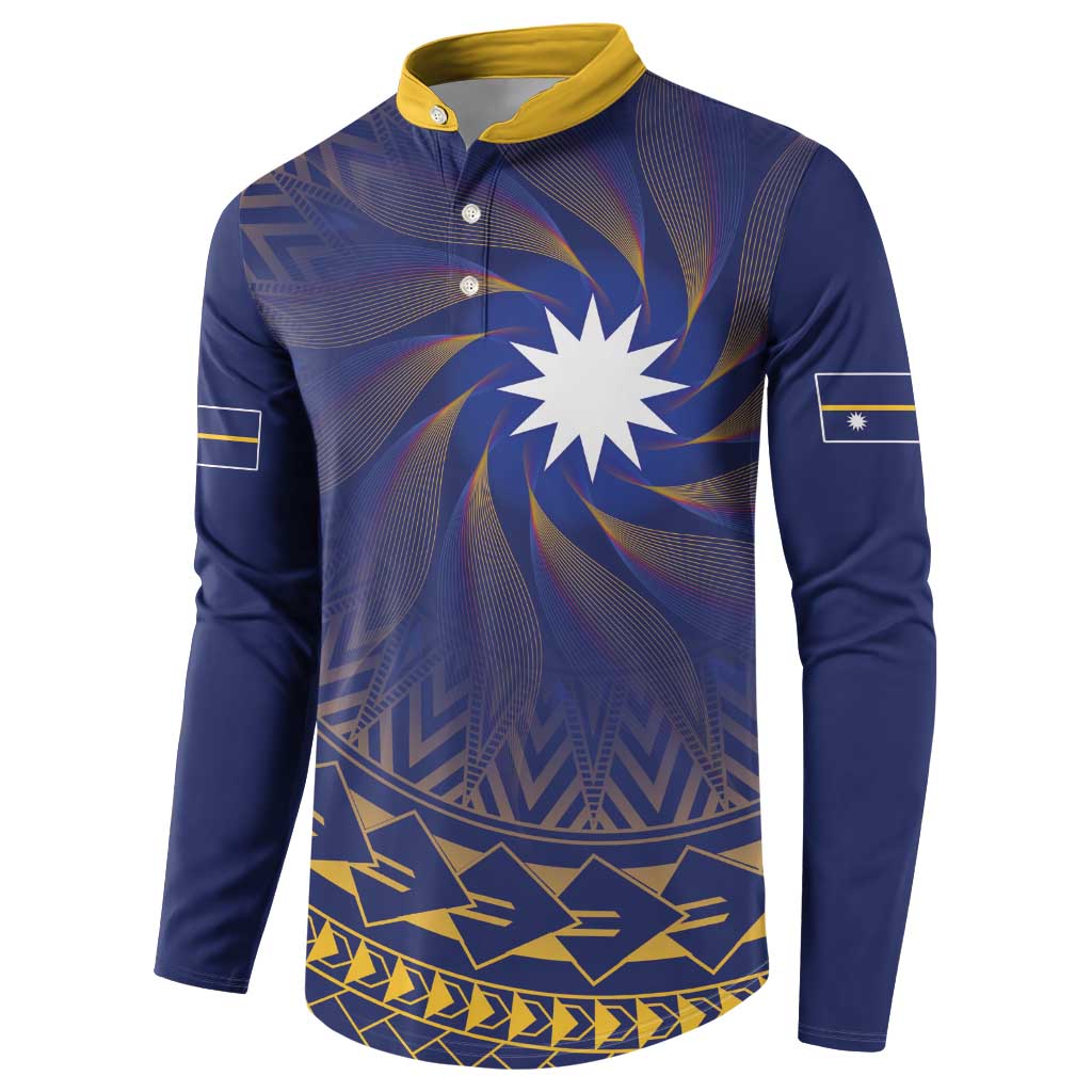 Nauru Angam Day Button Sweatshirt Polynesian Tribal Pattern Unique Style - Polynesian Pride