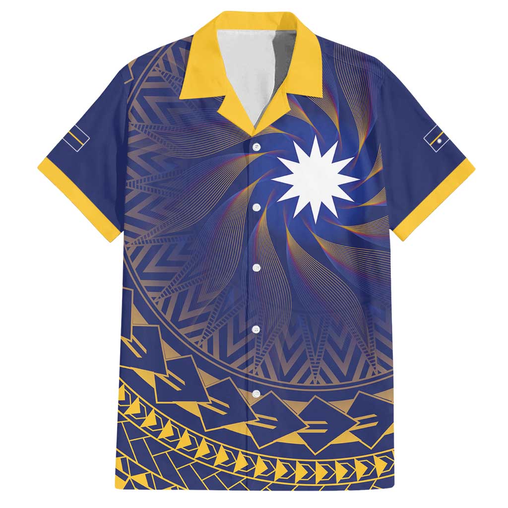 Nauru Angam Day Family Matching Long Sleeve Bodycon Dress and Hawaiian Shirt Polynesian Tribal Pattern Unique Style LT05 Dad's Shirt - Short Sleeve Blue - Polynesian Pride
