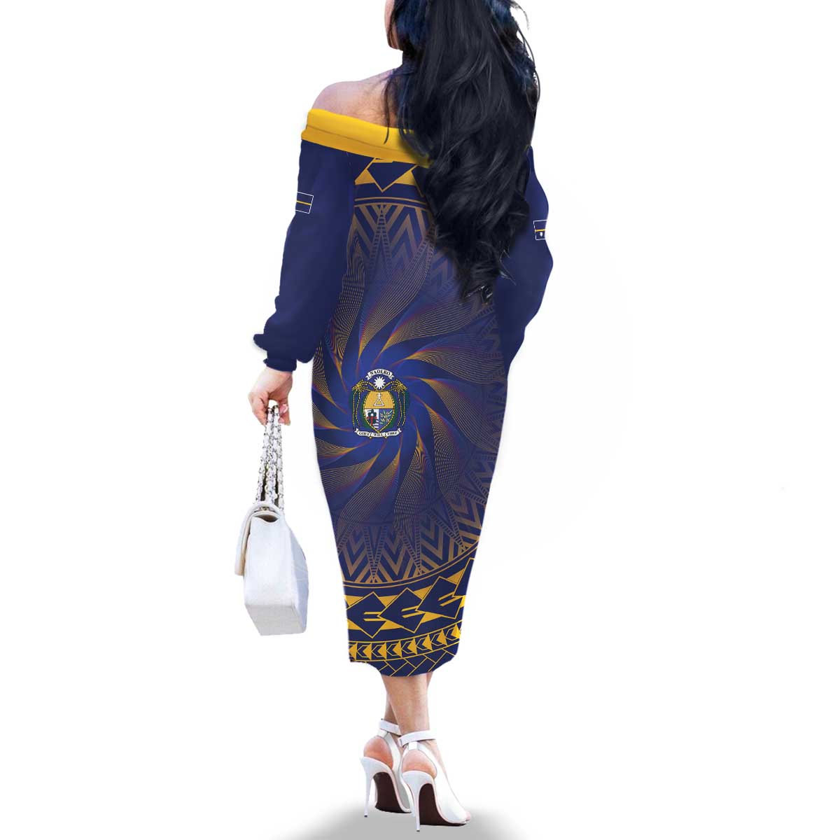 Nauru Angam Day Family Matching Off The Shoulder Long Sleeve Dress and Hawaiian Shirt Polynesian Tribal Pattern Unique Style - Polynesian Pride