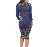 Nauru Angam Day Long Sleeve Bodycon Dress Polynesian Tribal Pattern Unique Style LT05 - Polynesian Pride