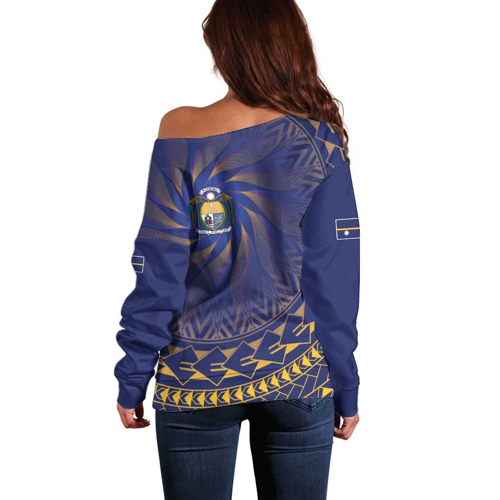 Nauru Angam Day Off Shoulder Sweater Polynesian Tribal Pattern Unique Style LT05 - Polynesian Pride