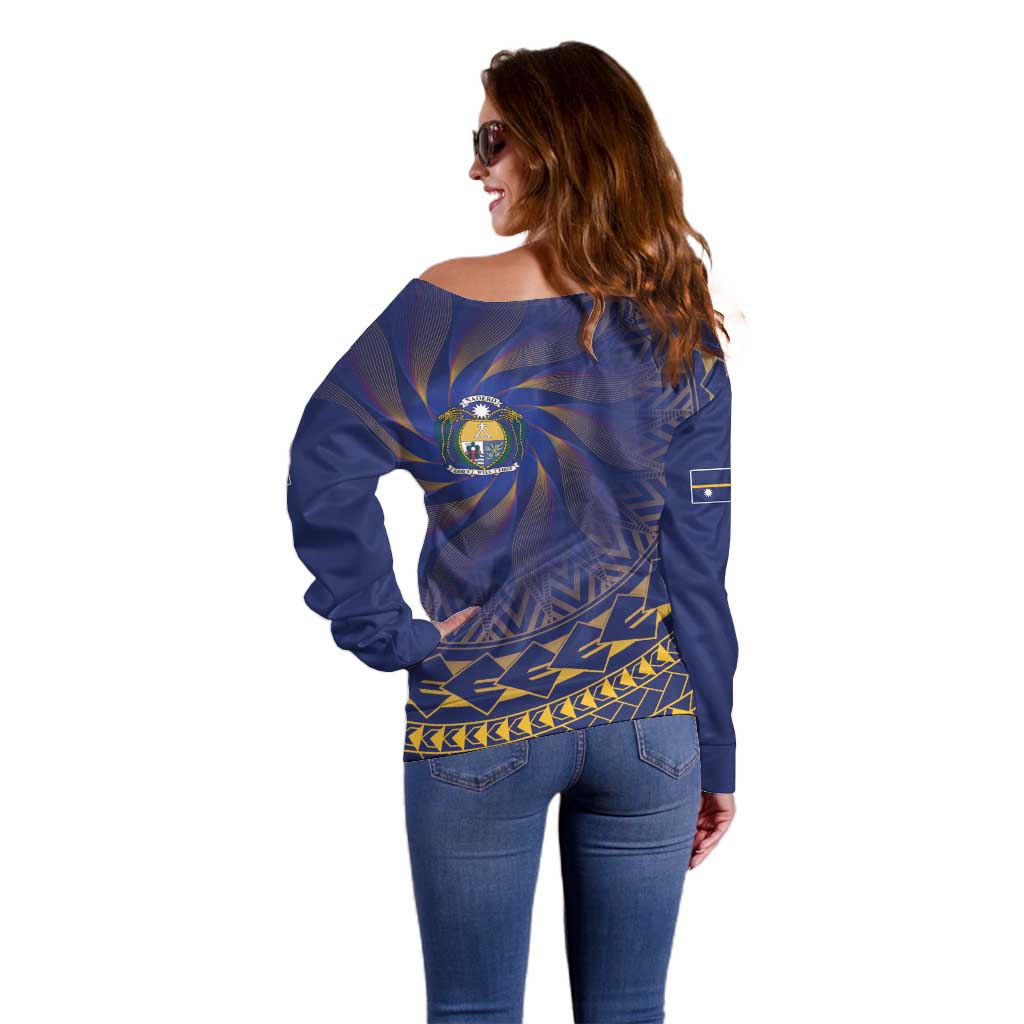 Nauru Angam Day Off Shoulder Sweater Polynesian Tribal Pattern Unique Style LT05 - Polynesian Pride