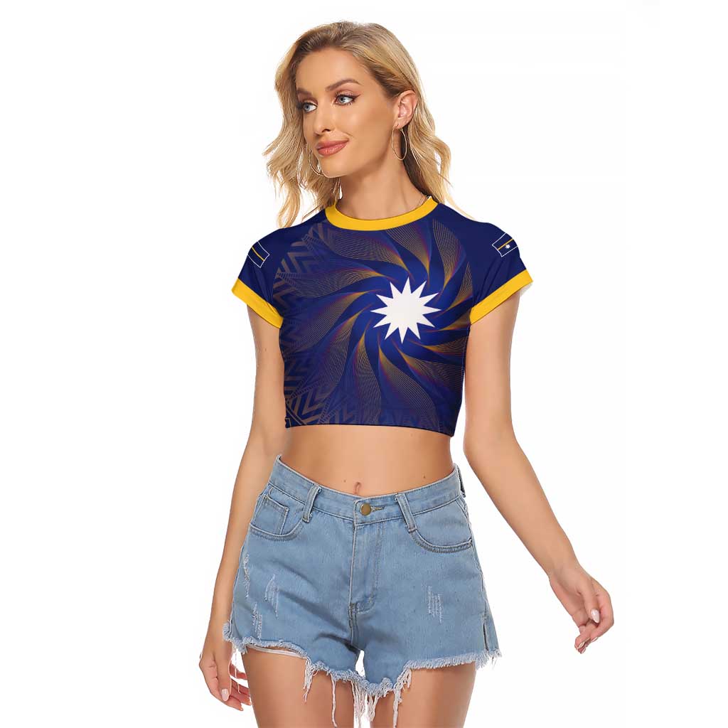 Nauru Angam Day Raglan Cropped T Shirt Polynesian Tribal Pattern Unique Style - Polynesian Pride