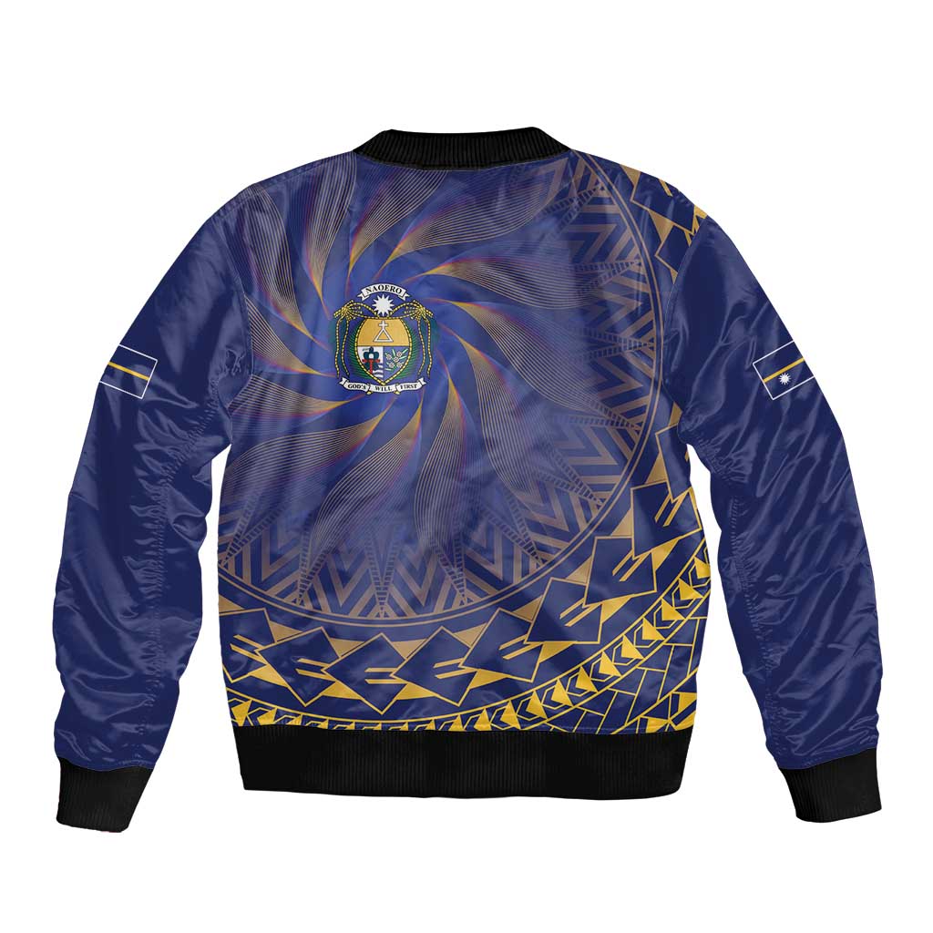 Nauru Angam Day Sleeve Zip Bomber Jacket Polynesian Tribal Pattern Unique Style - Polynesian Pride