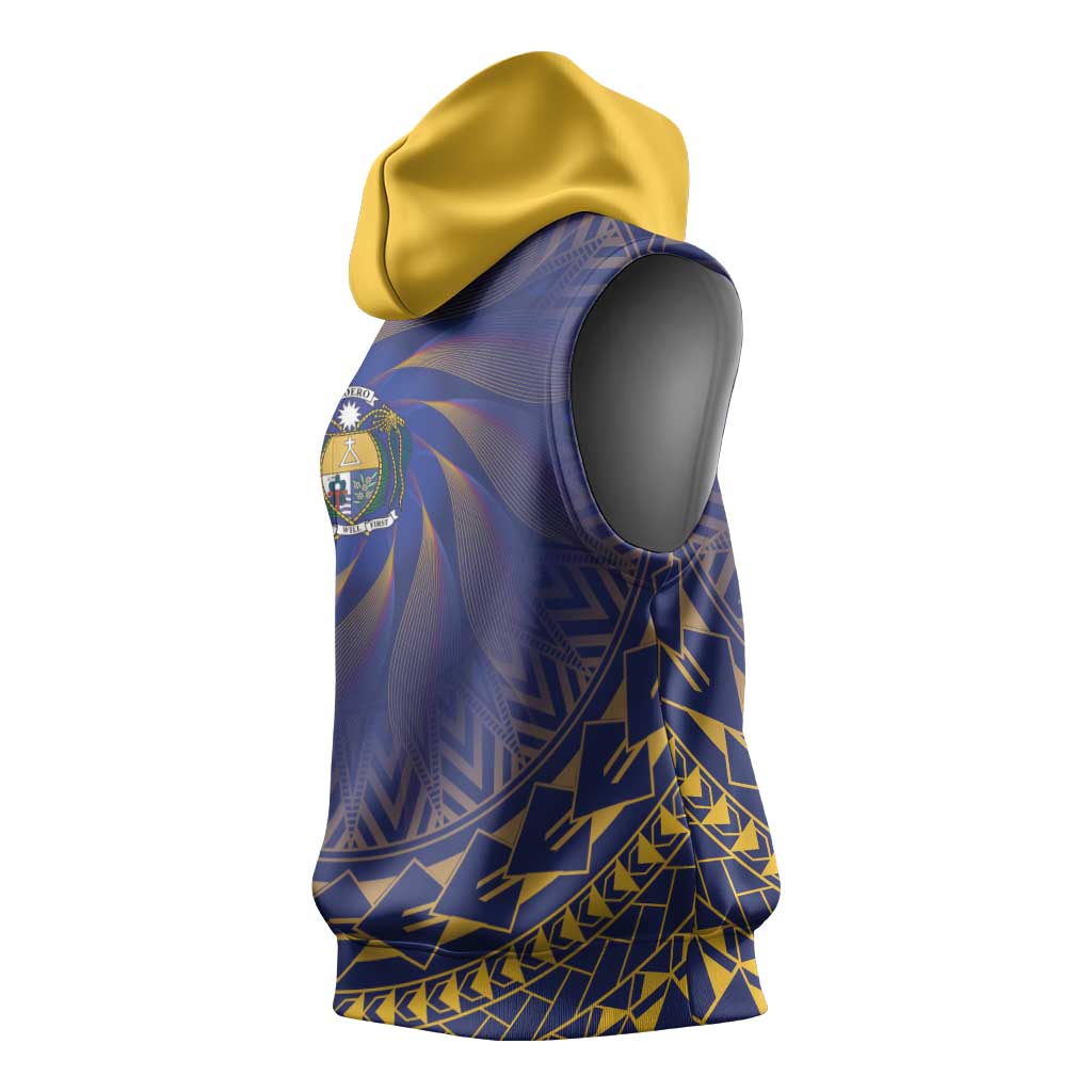 Nauru Angam Day Sleeveless Hoodie Polynesian Tribal Pattern Unique Style - Polynesian Pride
