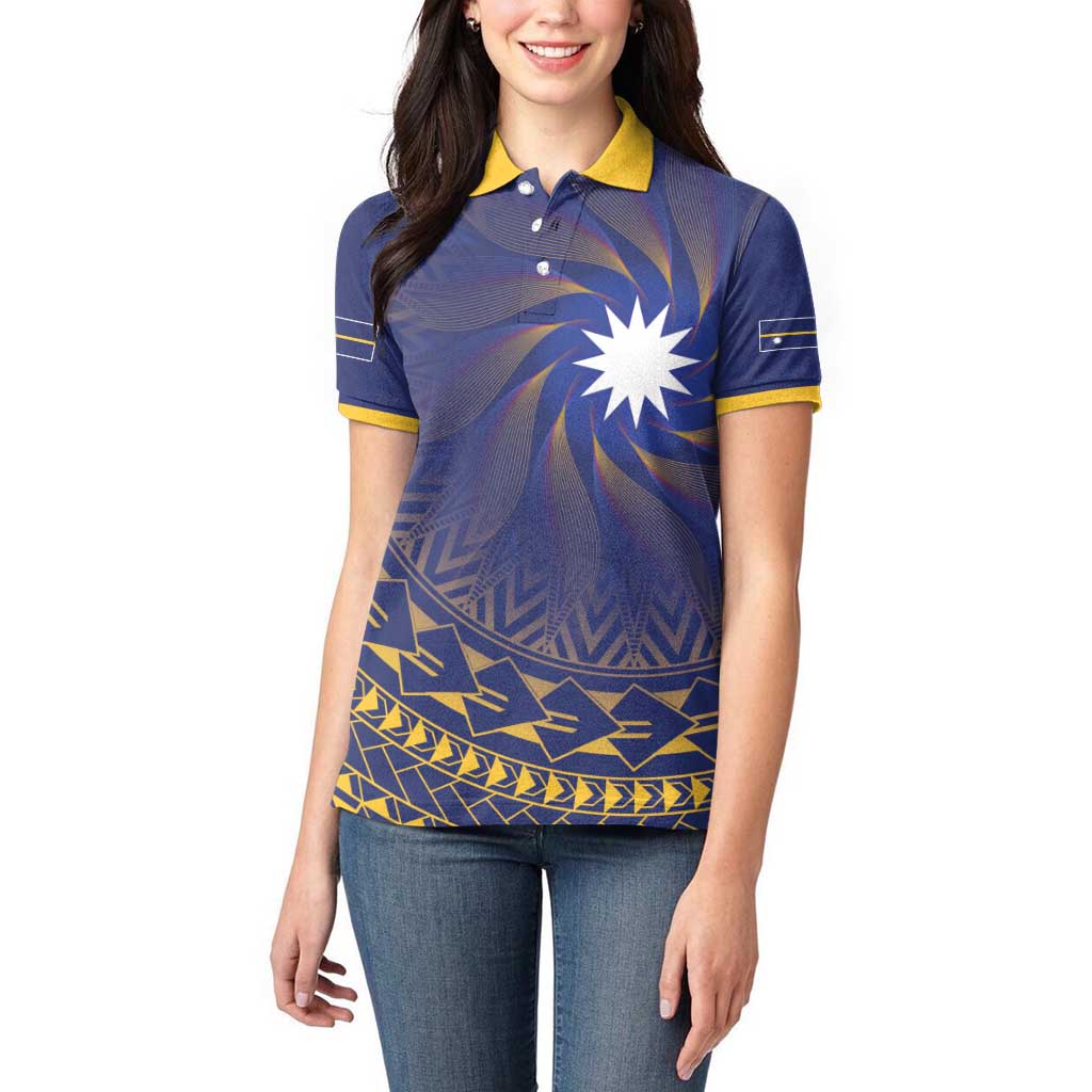Nauru Angam Day Women Polo Shirt Polynesian Tribal Pattern Unique Style - Polynesian Pride