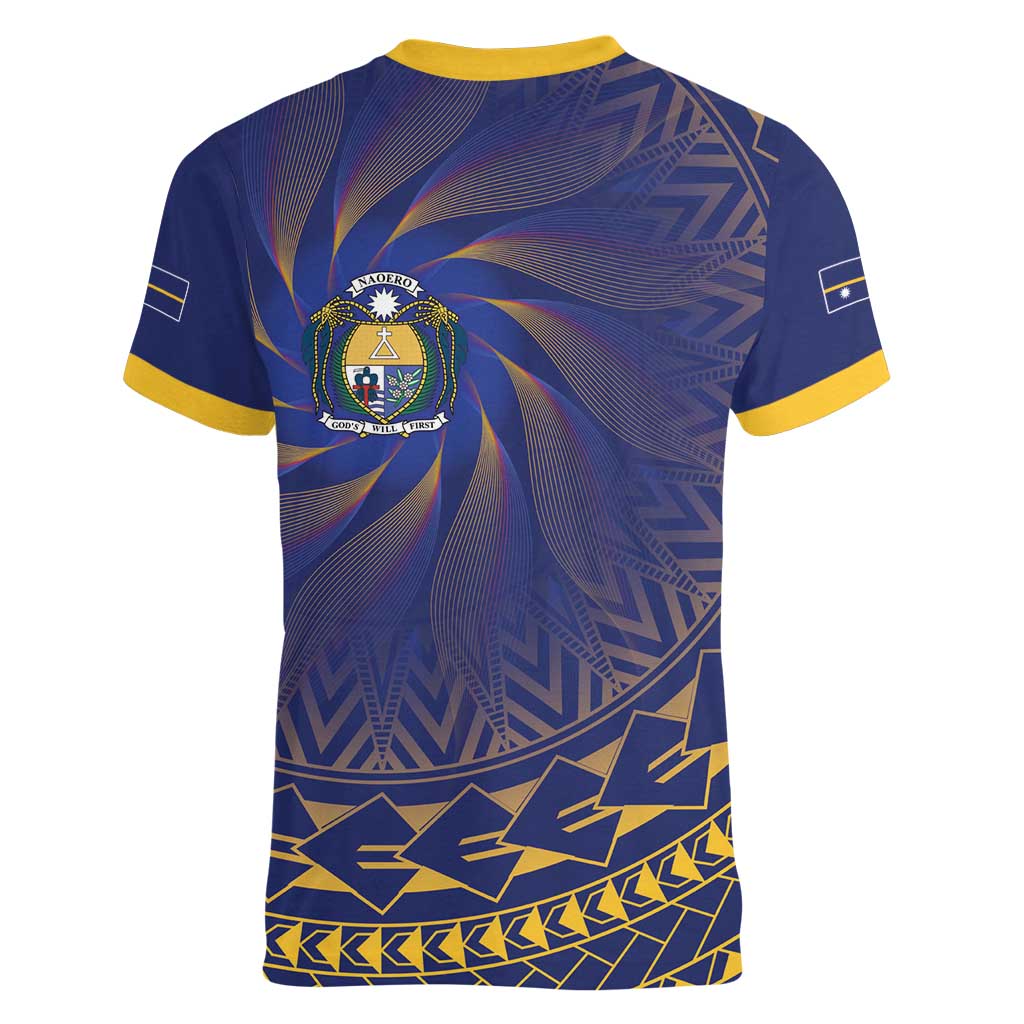 Nauru Angam Day Women V-Neck T-Shirt Polynesian Tribal Pattern Unique Style - Polynesian Pride