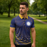 Nauru Angam Day Zipper Polo Shirt Polynesian Tribal Pattern Unique Style - Polynesian Pride