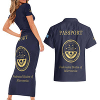 Personalised Federated States Of Micronesia Couples Matching Short Sleeve Bodycon Dress and Hawaiian Shirt FSM Passport LT05 - Polynesian Pride