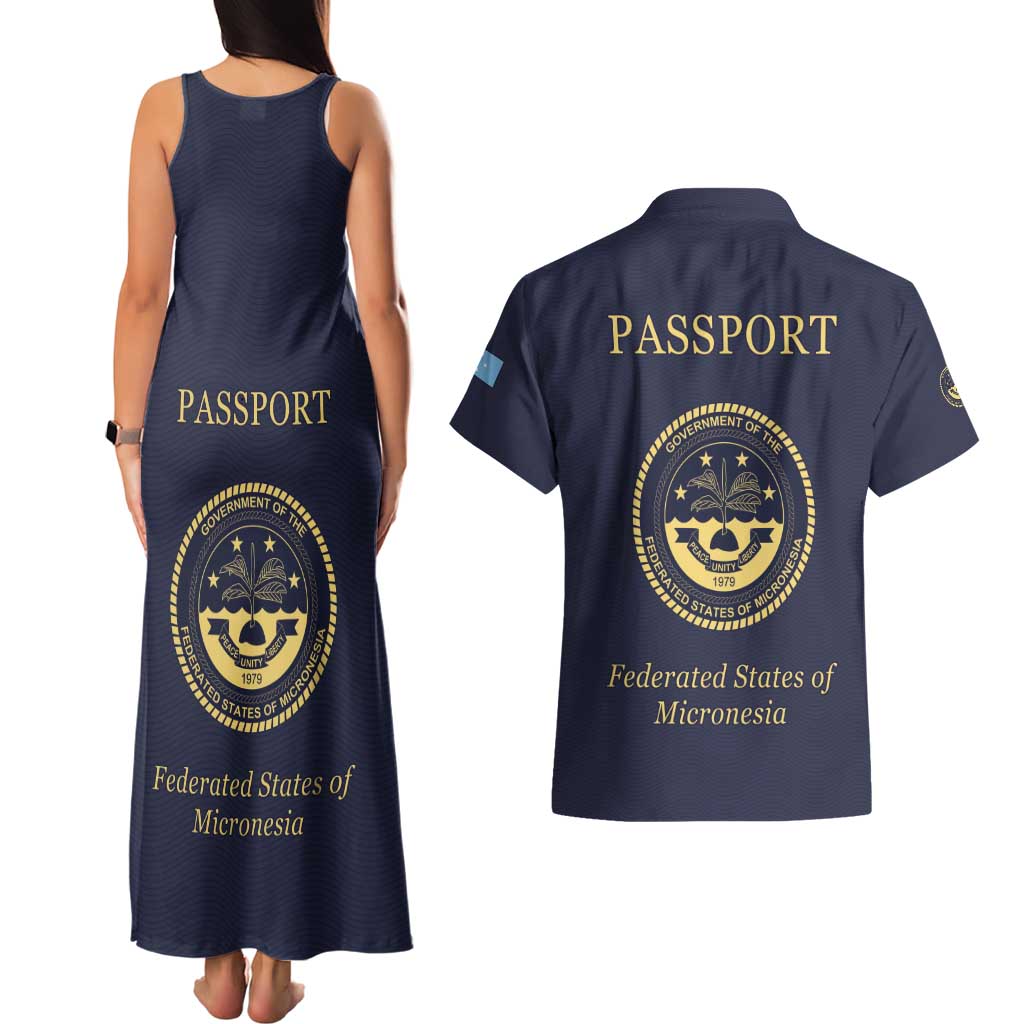 Personalised Federated States Of Micronesia Couples Matching Tank Maxi Dress and Hawaiian Shirt FSM Passport LT05 - Polynesian Pride