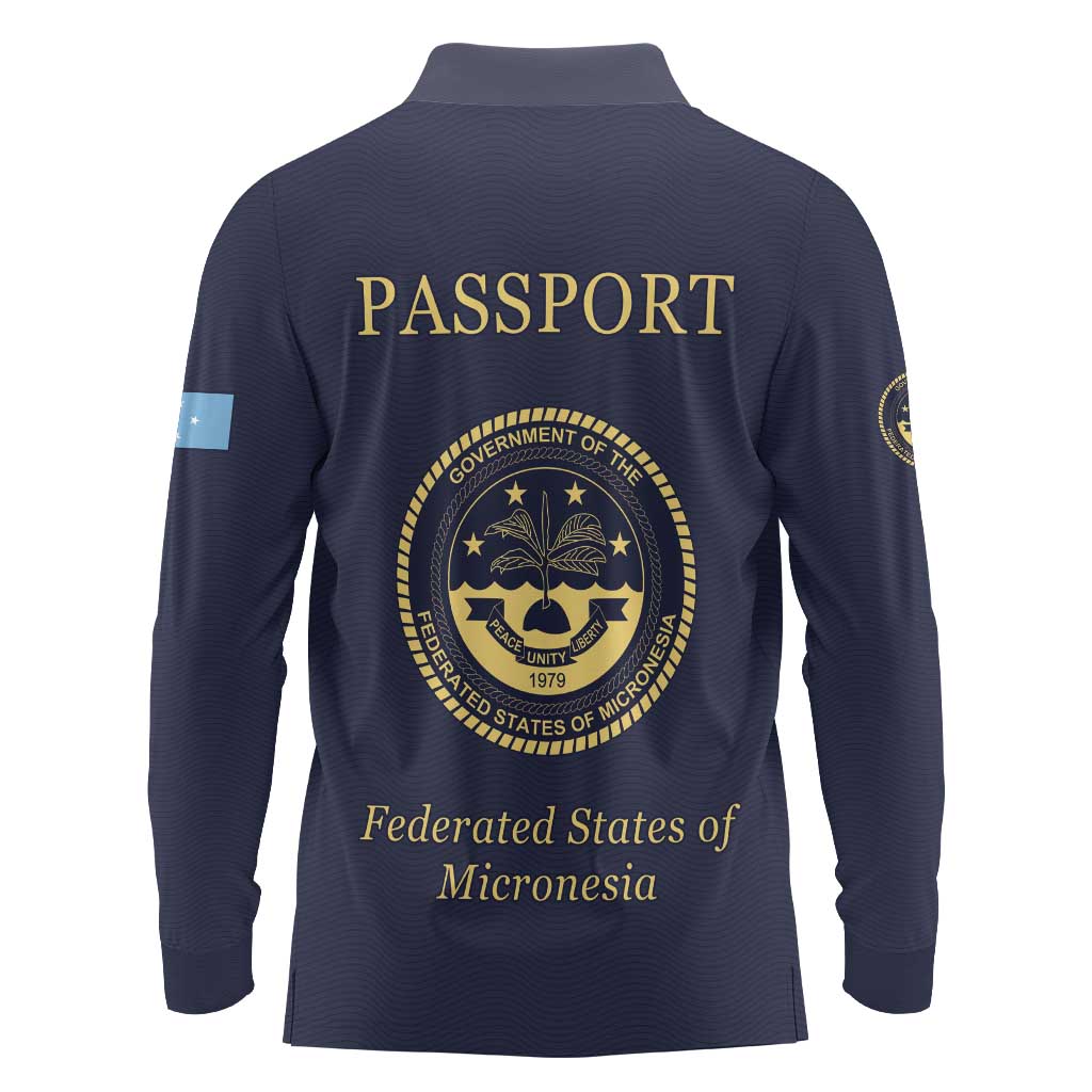 Personalised Federated States Of Micronesia Long Sleeve Polo Shirt FSM Passport - Polynesian Pride