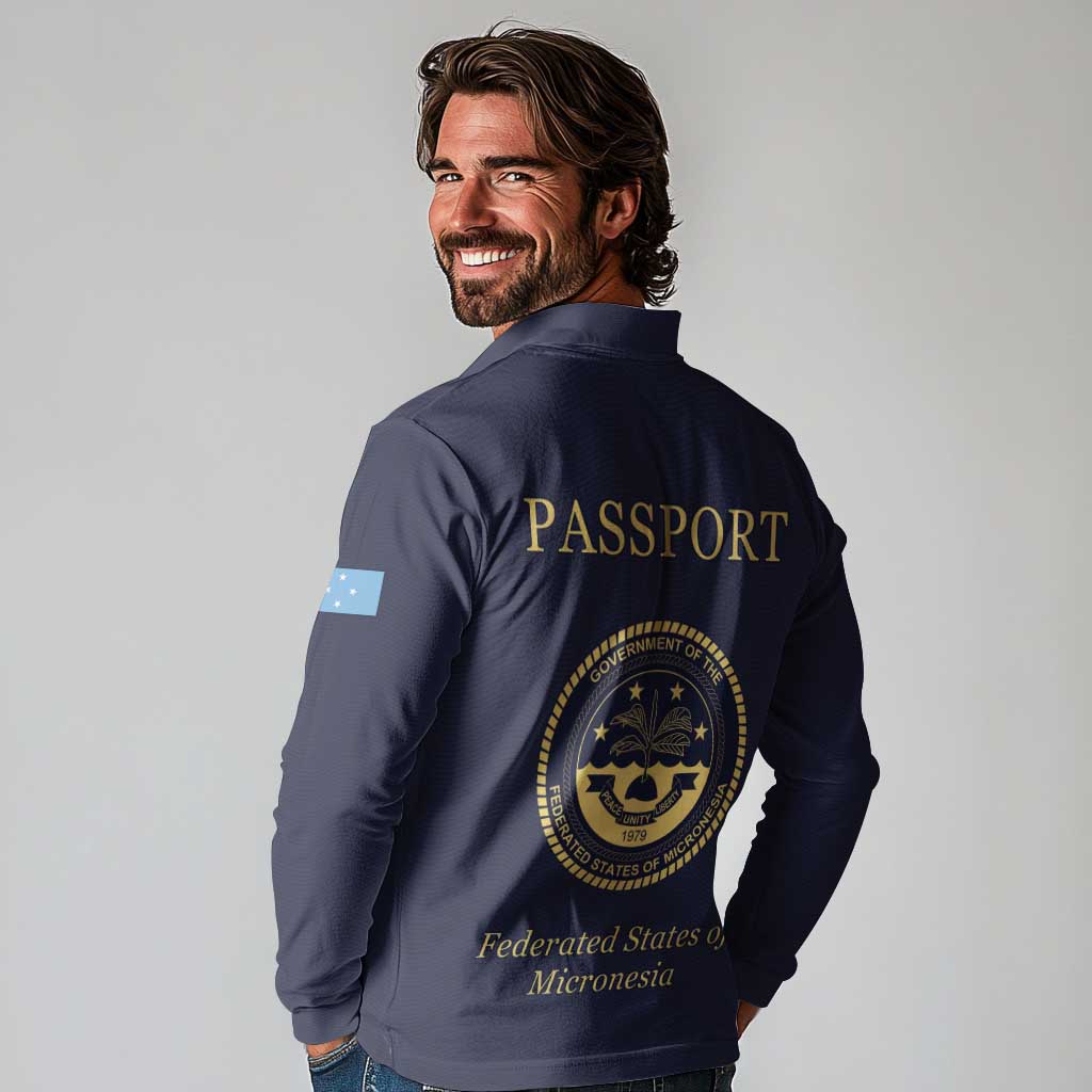 Personalised Federated States Of Micronesia Long Sleeve Polo Shirt FSM Passport - Polynesian Pride