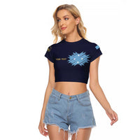 Personalised Federated States Of Micronesia Raglan Cropped T Shirt FSM Passport LT05 Female Navy - Polynesian Pride