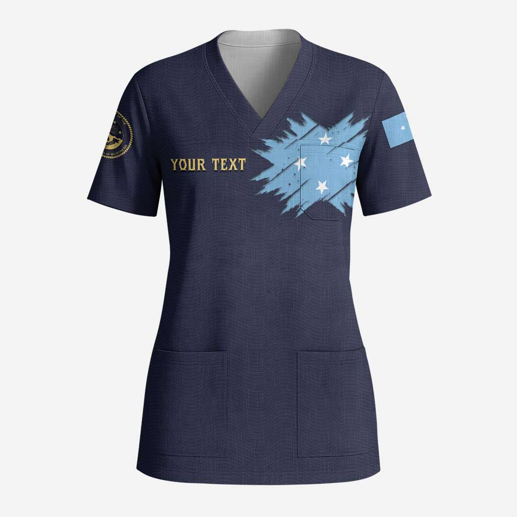 Personalised Federated States Of Micronesia Scrub Top FSM Passport - Polynesian Pride