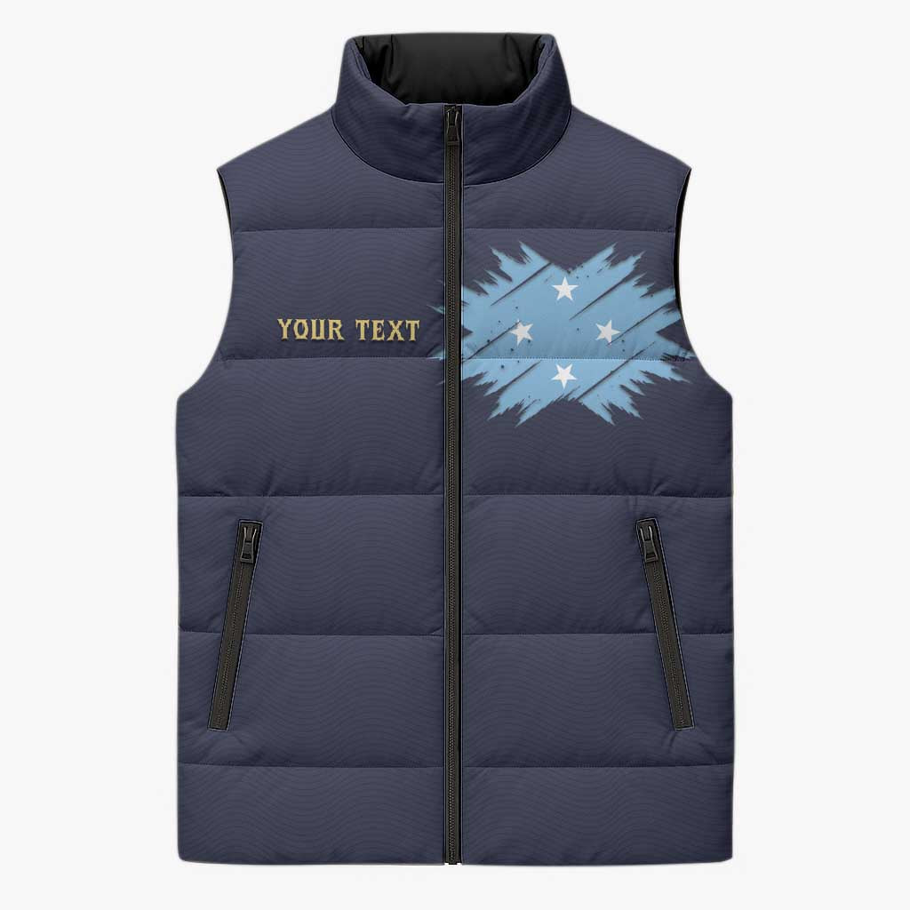 Personalised Federated States Of Micronesia Sleeveless Puffer Jacket FSM Passport - Polynesian Pride