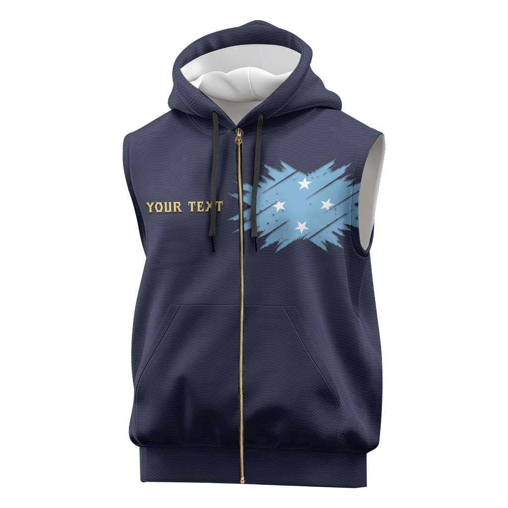 Personalised Federated States Of Micronesia Sleeveless Zip Hoodie FSM Passport - Polynesian Pride