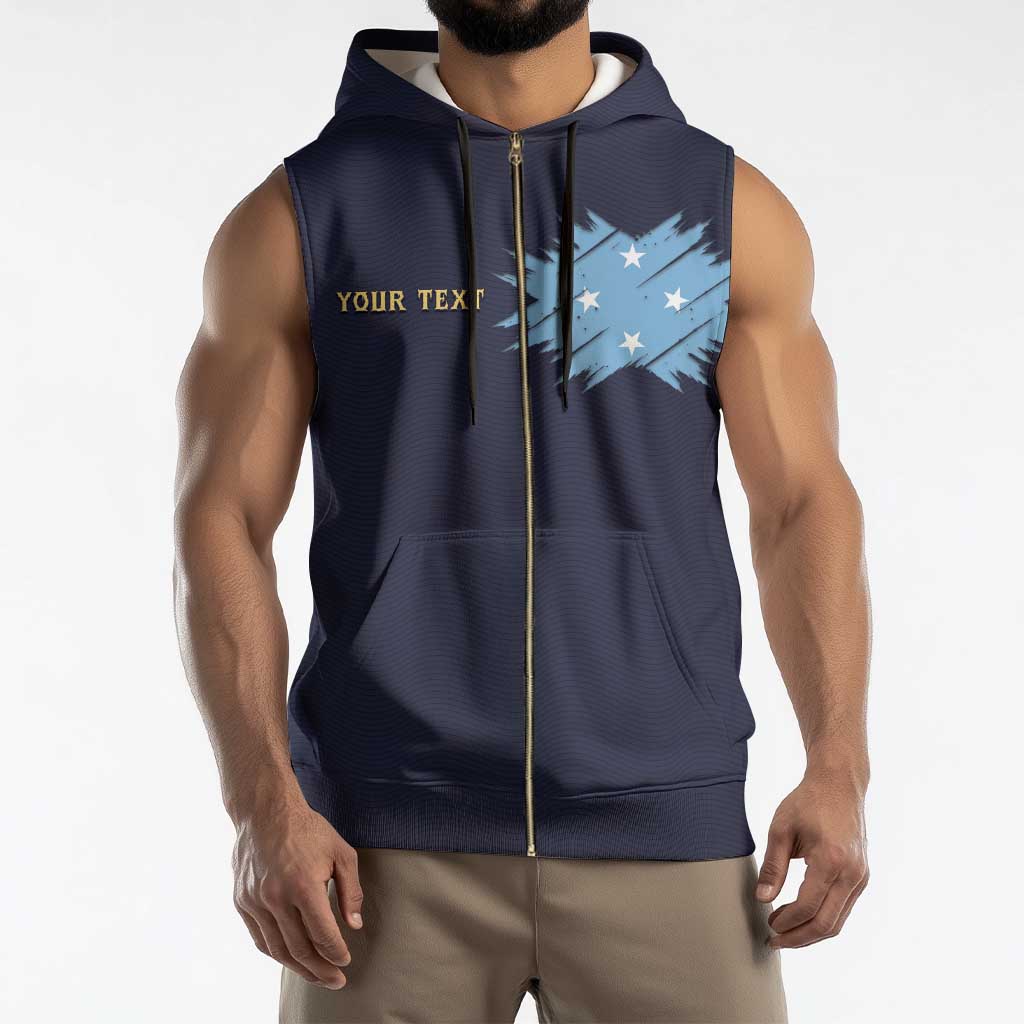 Personalised Federated States Of Micronesia Sleeveless Zip Hoodie FSM Passport - Polynesian Pride