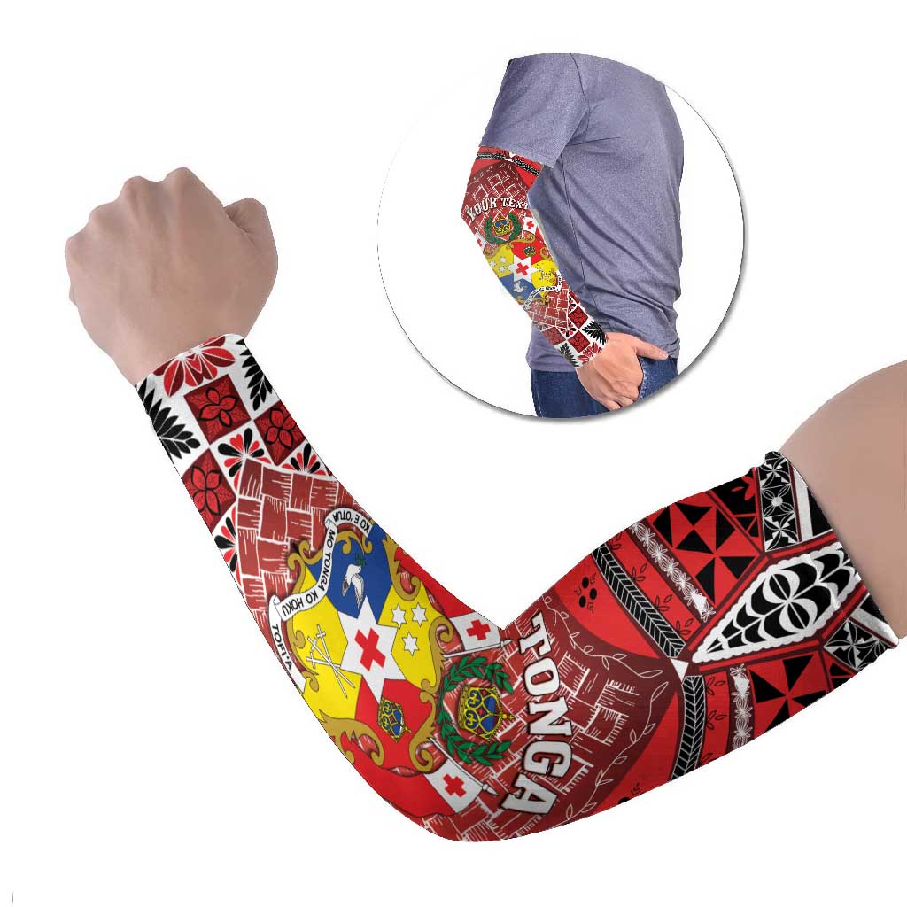 Personalised Tonga Constitution Day Arm Sleeves 150 Years Jubilee LT05 Set of 2 Red - Polynesian Pride