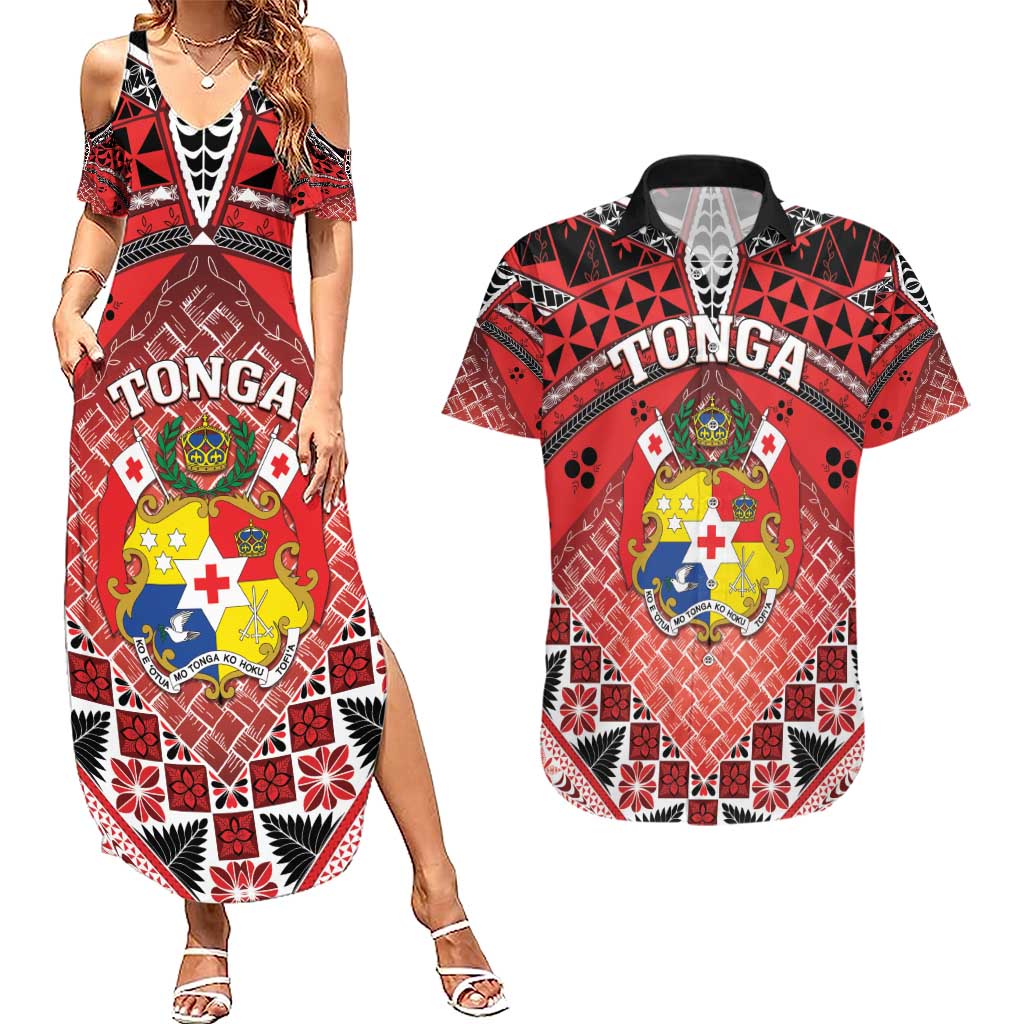 Personalised Tonga Constitution Day Couples Matching Summer Maxi Dress and Hawaiian Shirt 150 Years Jubilee - Polynesian Pride