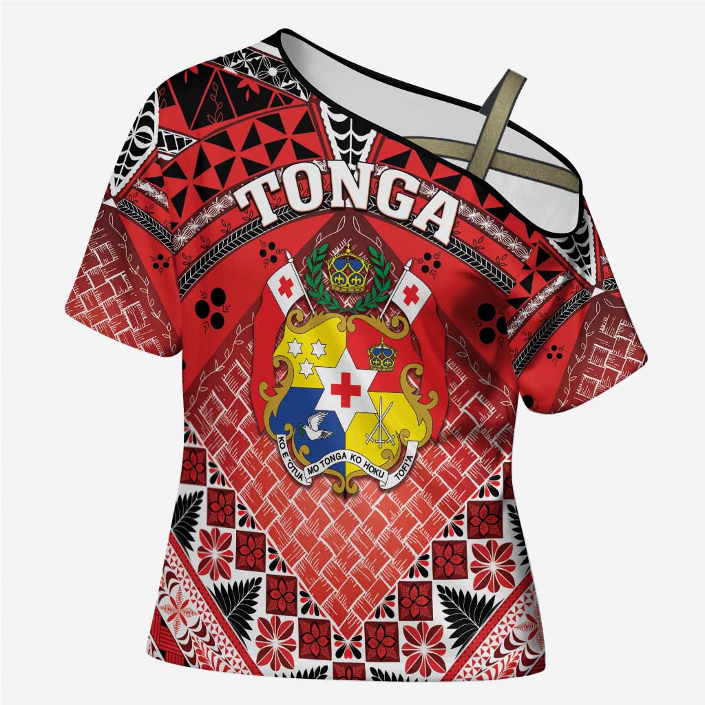 Personalised Tonga Constitution Day Cross Shoulder Shirt 150 Years Jubilee - Polynesian Pride